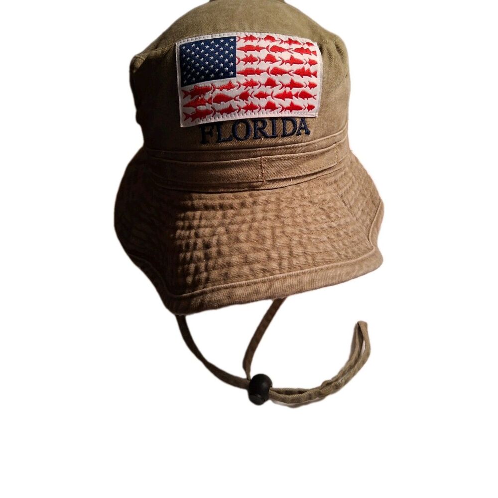 Mango Bay Distinctible Headwear FLORIDA Cotton Twill Fish Hat Small Tan